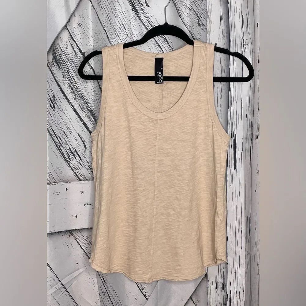 Bobi Los Angeles Scooped Neck Tank Top Beige M